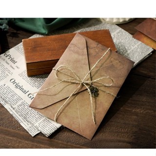 Set lẻ viết thư giấy kraft nâu cổ điển retro vintage gồm giấy viết thư phong thư dây thừng charm
