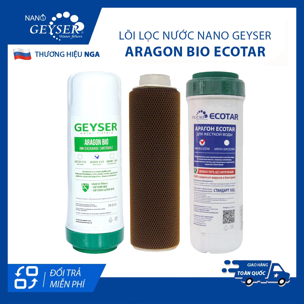 Lõi Aragon Bio Ecotar, Lõi lọc nước số 2 máy Geyser Ecotar, Dùng cho máy Geyser Ecotar 4, Ecotar 8...