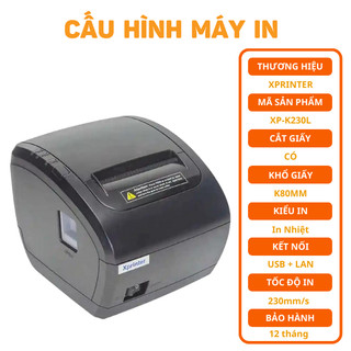 [Cao Cấp] Máy in hóa đơn X-printer XP K230L K200L V200U [Tặng kèm 01 Cuộn Giấy In Bill K80mm]