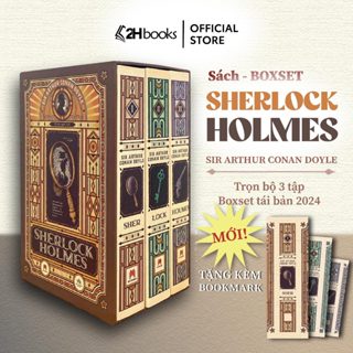 Sách Sherlock Holmes trọn bộ 3 tập tái bản 2024, Boxset sách trinh thám 2H Books, tiểu thuyết trinh thám kinh điển