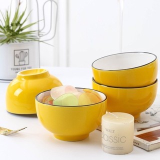 Bộ 2 chén sứ màu vàng 11.5cm - chén cơm sứ màu vàng