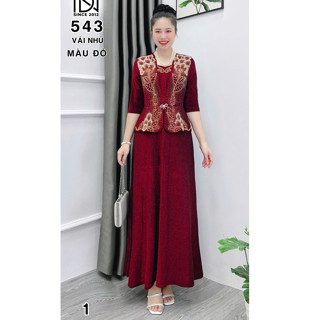 Đầm trung niên cho mẹ,co giãn,đi tiệc sang trọng ,u40-50 bigsize
