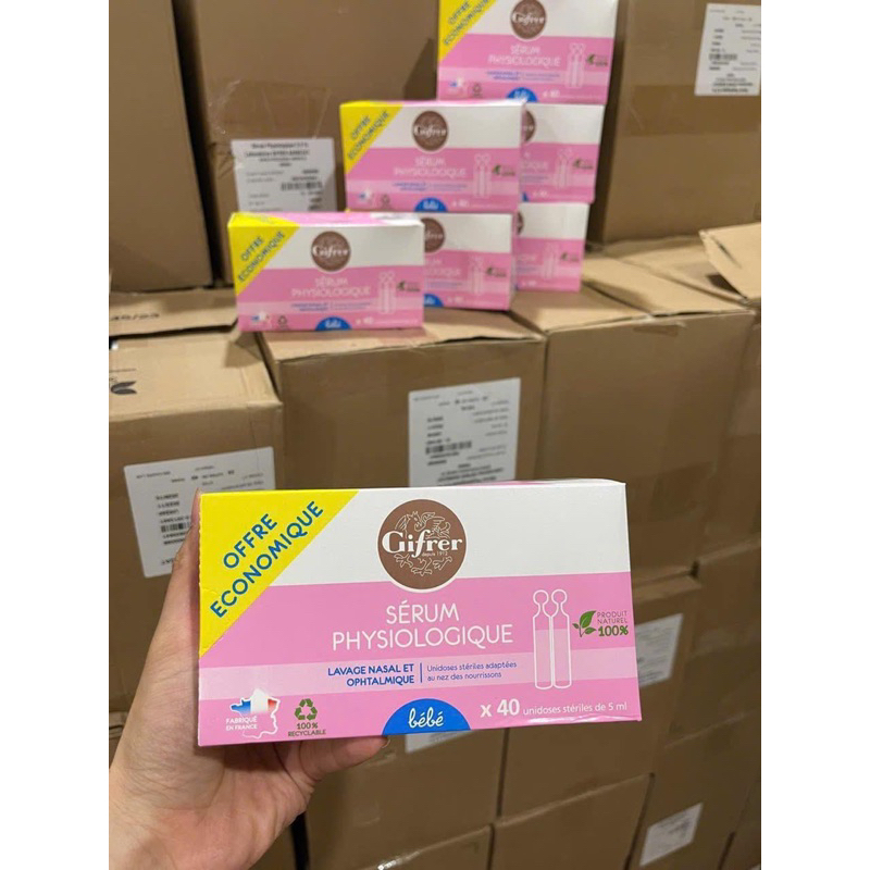 Nước muối sinh lý tép hồng Gifrer 20 ống 5ml - Làm sạch họng và mũi cho trẻ