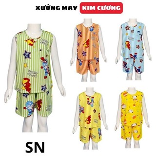Đồ bé trai tole lanh sát nách Kim Cương mặc hè họa tiết sọc SN