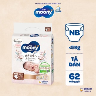   Mới TẶNG KHĂN ƯỚT  Combo 2 Tã dán quần Moony Natural NB62 cộng 4 S58 cộng 2 M46 L36 XL32 