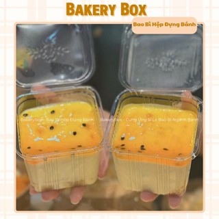 100 Hộp Nhựa Nắp Gập Đựng Bánh Tiramisu, Bông Lan (H167)