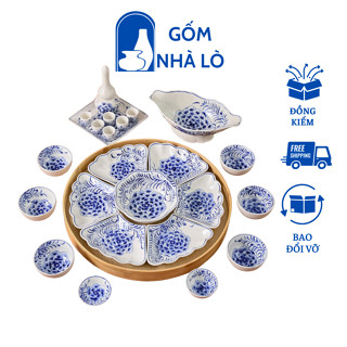  Bộ bát cúng gia tiên GỐM SỨ BÁT TRÀNG,bộ bát đĩa hoa mặt trời,bộ bát đĩa thờ cúng,bát đĩa thắp hương 45cm gnl01 