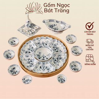  Bộ bát cúng gia tiên gốm sứ bát tràng,bộ bát đĩa hoa mặt trời bát đĩa thờ cúng,bát đĩa thắp hương 45cm Gốm Ngọc01 
