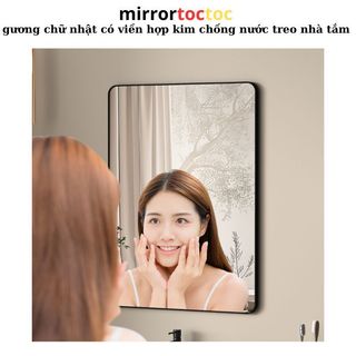  Gương soi hình chữ nhật treo tường kích thước 50x70cm Gương nhà tắm khung viền hợp kim chống nước 