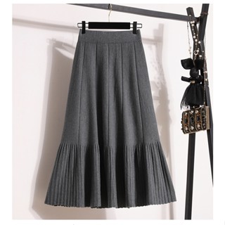 Chân Váy Len Nữ Midi Xòe Dáng Dài Cạp Thun Lưng Cao Freesize Chất Liệu Dệt Kim Co Dãn Tôn Dáng CV066