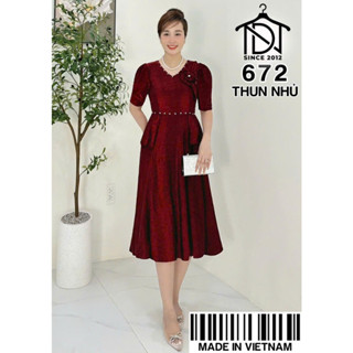 Đầm trung niên cho mẹ, váy dài trung tuổi sang trọng dự tiệc u40 u50 bigsize