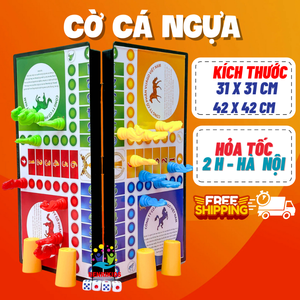 Bộ Đồ Chơi Cờ Cá Ngựa Loại Lớn 42x42cm Hàng Việt Nam - Thêm Phân Loại Cá Ngựa Có Nam Châm
