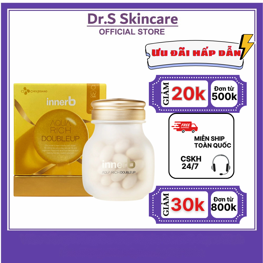 Viên Uống Trắng Da Cấp Nước InnerB Aqua Rich BouBleup Hàn Quốc Lọ 70 Viên