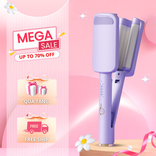 Máy Uốn Xoăn Sóng Nước Hippie 32 3 Trục SAMIO Gốm Sứ Ceramic , Máy Làm Tóc Xoăn Sóng Nước Chỉnh Nhiệt Tạo Kiểu