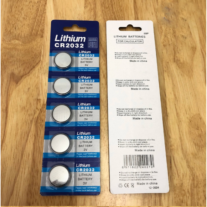 Pin CMOS 2032 (1 vĩ 5 viên) Dùng cho Main Máy Tính, Cân Tiểu Ly, Cân Sức Khỏe