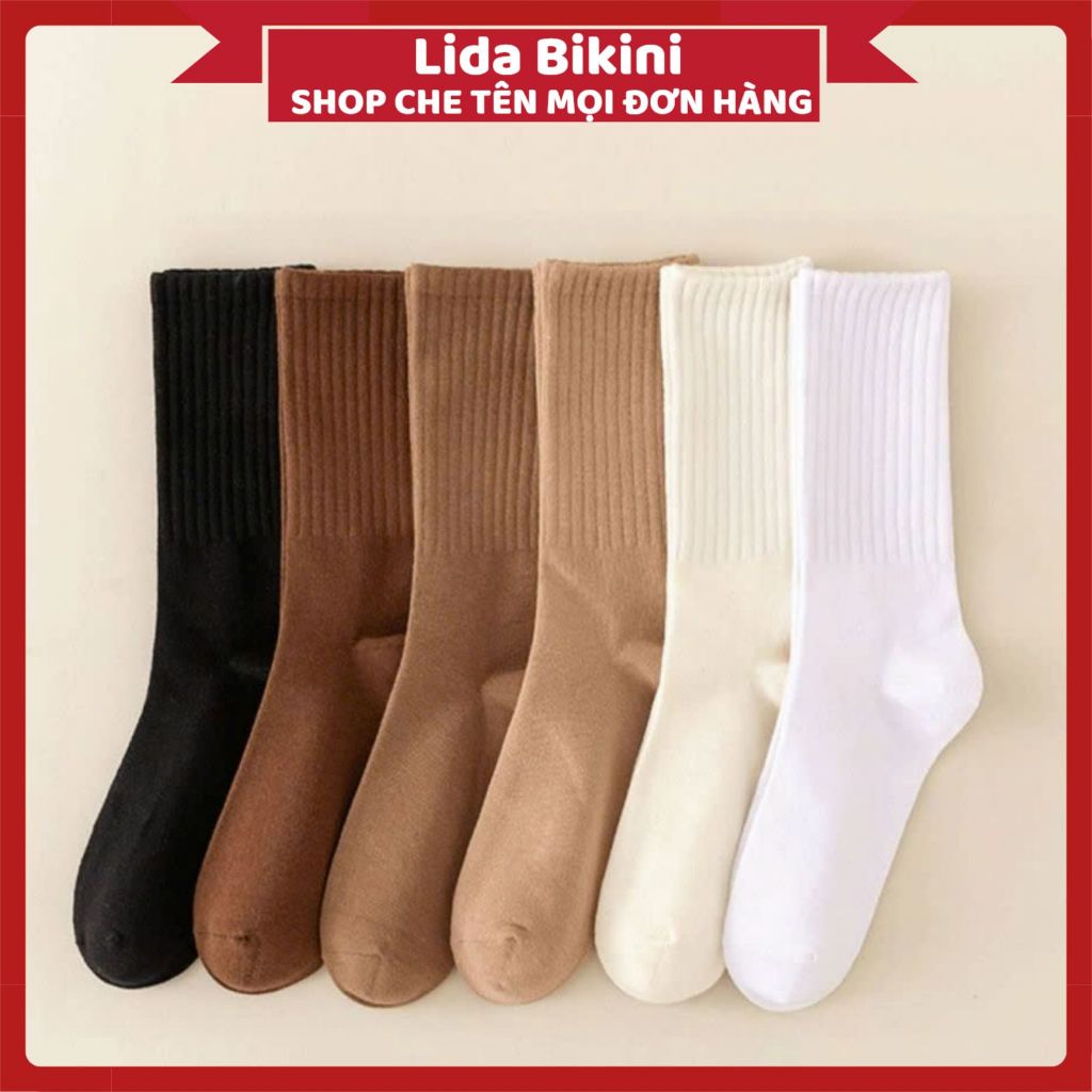 Tất vớ nam nữ LIDA - Tất nam nữ cao cổ phối sọc chất cotton mỏng nhẹ phong cách Hàn Quốc Mẫu T133