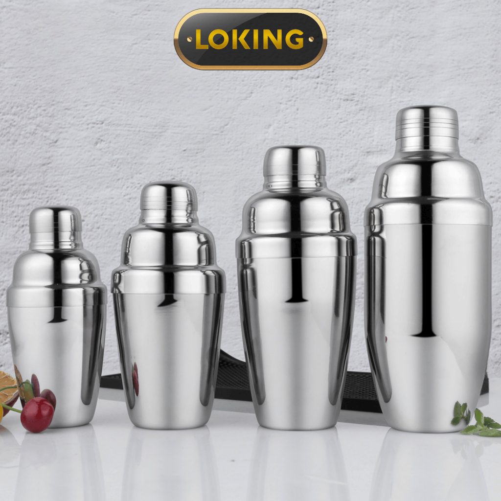 Bình lắc pha chế trà sữa và cocktail INOX, nhiều dung tích - LOKING