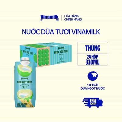Thùng 24 hộp Nước dừa tươi Vinamilk Cocofresh 330ml