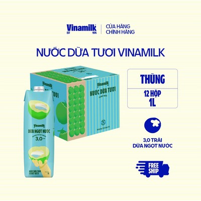 Thùng 12 hộp Nước dừa tươi Vinamilk Cocofresh 1L