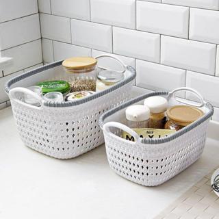 Rổ nhựa đan mây, giỏ nhựa đan mấy nhựa Việt Nhật gọn nhẹ có quai xách Hằng Đồng Nát Giỏ hoa 3377-1