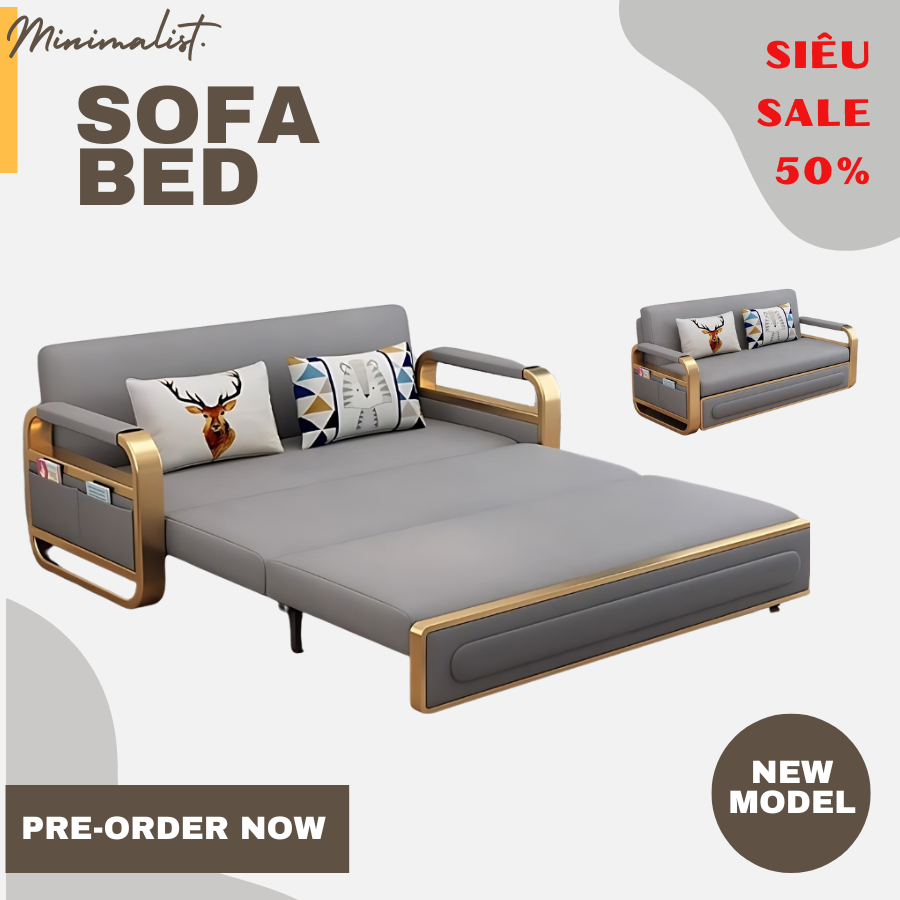 Ghế sofa giường gấp gọn thông minh, sofa khung thép chắc chắn, bọc da đệm sơ dừa cao cấp , có ngăn chứa đồ tiện lợi | BigBuy360 - bigbuy360.vn
