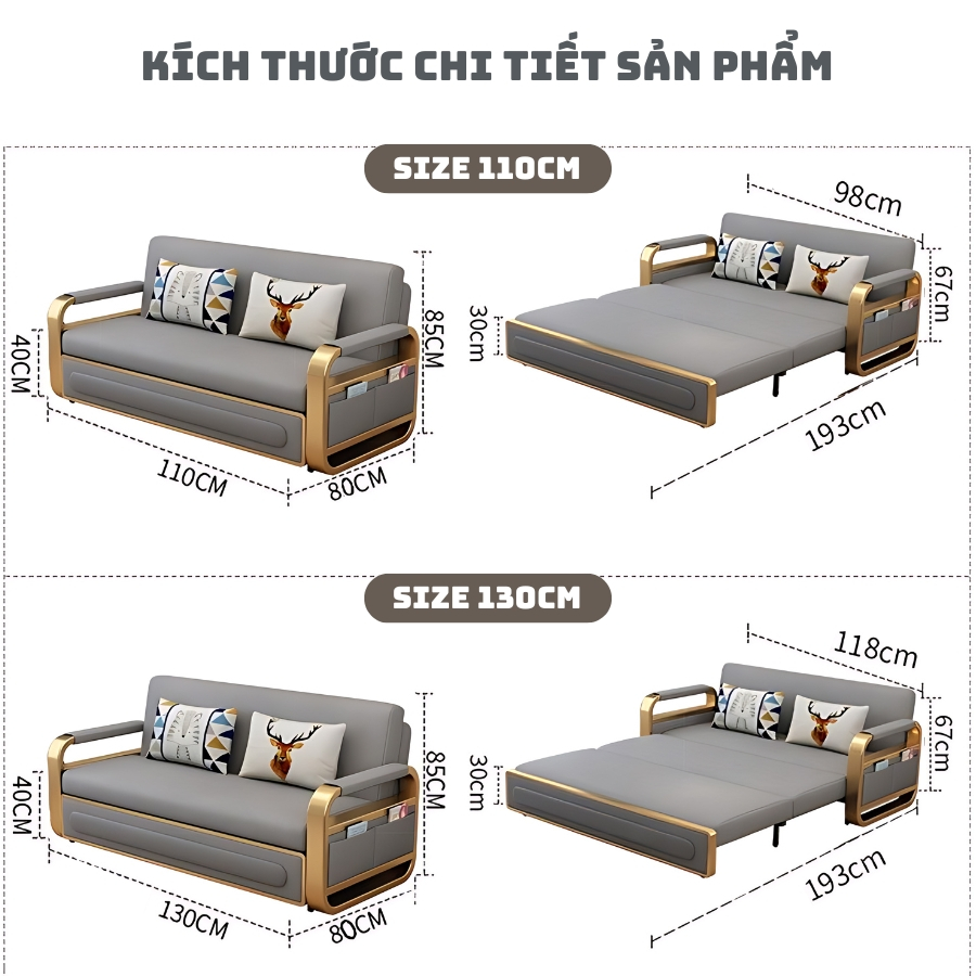 Ghế sofa giường gấp gọn thông minh, sofa khung thép chắc chắn, bọc da đệm sơ dừa cao cấp , có ngăn chứa đồ tiện lợi | BigBuy360 - bigbuy360.vn