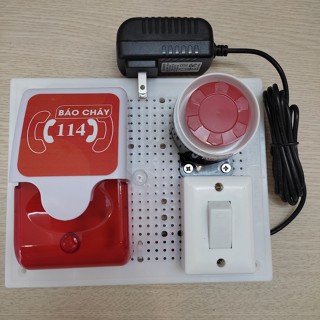 Chuông báo cháy báo động khẩn cấp còi hú đèn chớp lắp sẵn nguồn 12V an toàn chống giật kêu to ( Bấm là Kêu )