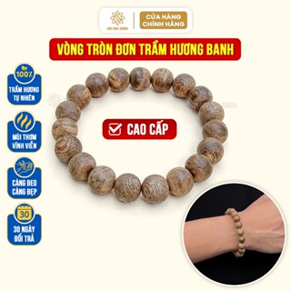 Vòng tay trầm hương banh cao cấp tròn đơn Sơn Mộc Hương đeo tay nam nữ phong thủy may mắn tài lộc