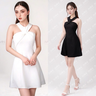 Đầm cổ yếm dự tiệc MINA dáng xoè thiết kế chữ A chất liệu Cotton lạnh - MN176