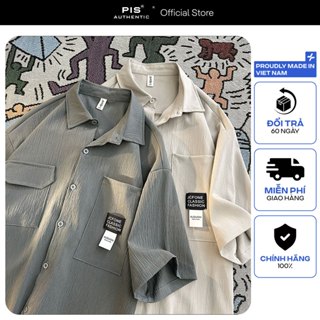 Áo sơ mi ngắn tay cộc tay,áo sơ mi nam local brand chất đũi nhăn mềm mát, mặc thoải mái PIS STUDIO SM001
