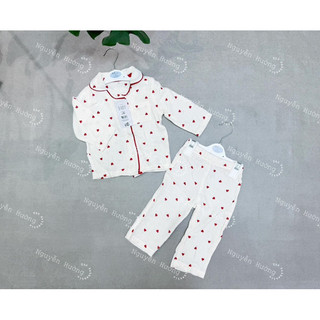 [GEO] Bộ Pyjamas dài tay hoạ tiết trái tim bé gái