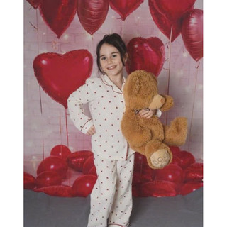 [GEO] Bộ Pyjamas dài tay hoạ tiết trái tim bé gái