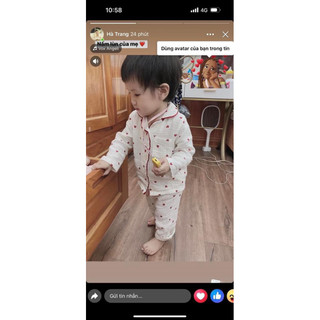 [GEO] Bộ Pyjamas dài tay hoạ tiết trái tim bé gái