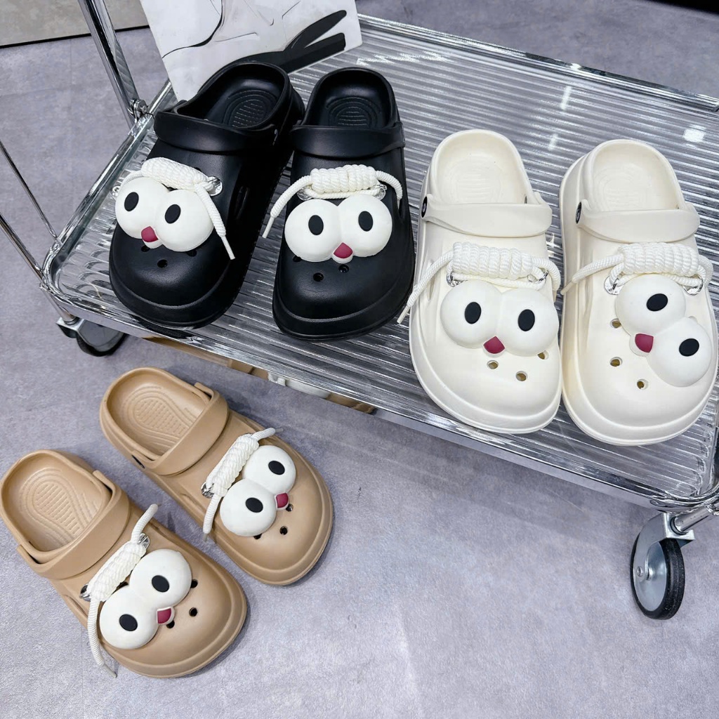 Sục cross nữ-Dép Cross nữ đính mắt, trái tim ngộ nghĩnh-MSP 8186 Shoes DéP-MIMI