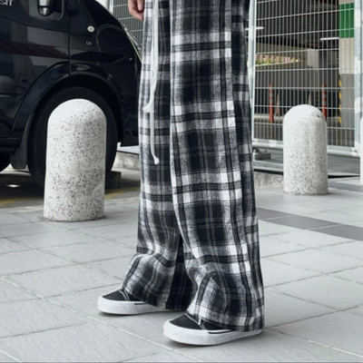 Quần dài PEALO ống suông kẻ sọc chất nỉ flannel