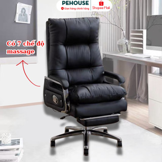 Ghế massage 7 chế độ ghế giám đốc ghế văn phòng ngả 165 độ có gác chân da PU 2 phần đệm Pehouse Mall
