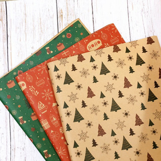   Set 10 tờ  Giấy kraft gói quà Giáng Sinh phong cách Retro Châu Âu khổ lớn 72x51cm 
