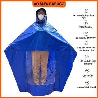  Áo mưa choàng 1 đầu nhựa vân kẻ không lỗ xỏ gương siêu dai raboco form rộng chống thấm tuyệt đối áo người lớn 