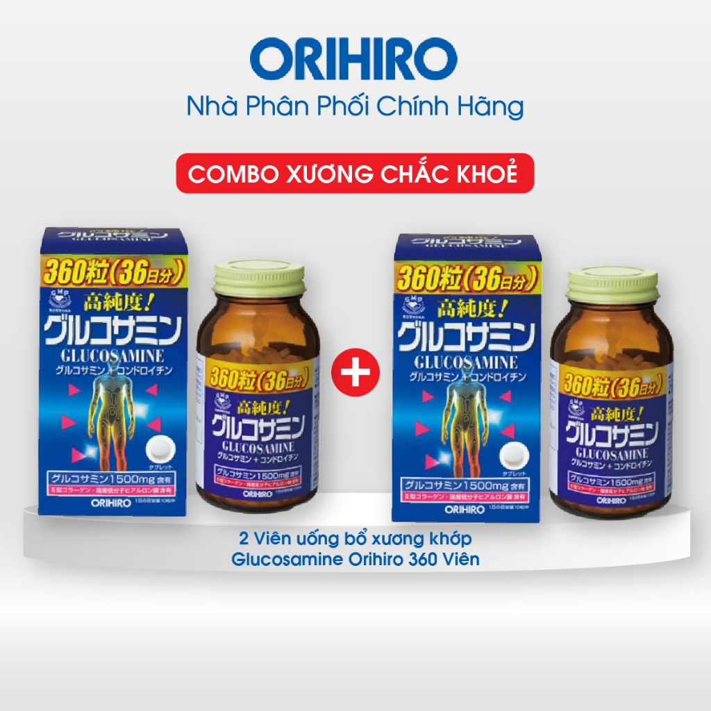 COMBO 2 LỌ Viên uống bổ xương khớp Glucosamine Orihiro 360 Viên - NPP Chính Hãng ORIHIRO