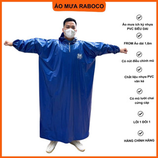 Áo mưa bít, áo mưa ích kỷ big size Raboco nhựa vân kẻ PVC siêu dai, from nam, nữ