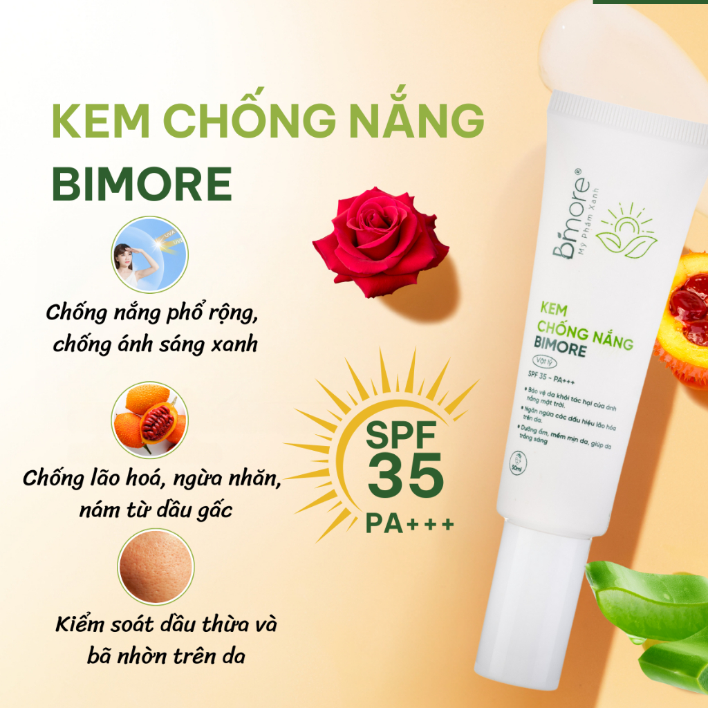 Kem Chống Nắng Bimore SPF 35 - PA+++ Dưỡng Da Và Ngăn Tia UVA & UVB