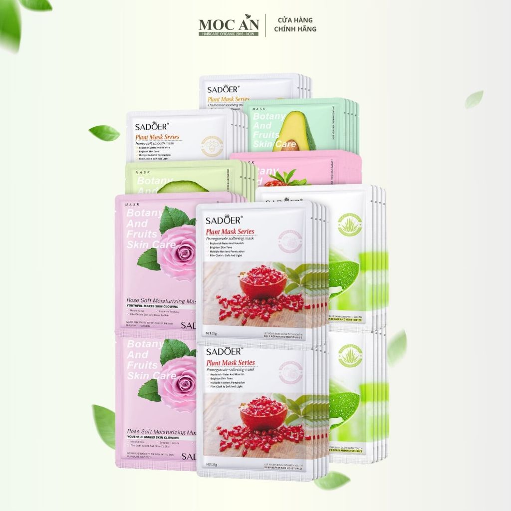 Combo 100 Miếng Mặt Nạ Tinh Chất Trái Cây, Collagen, Vitamin Dưỡng Da, Cấp Ẩm, Mờ Thâm Sadoer (Mix Ngẫu Nhiên)