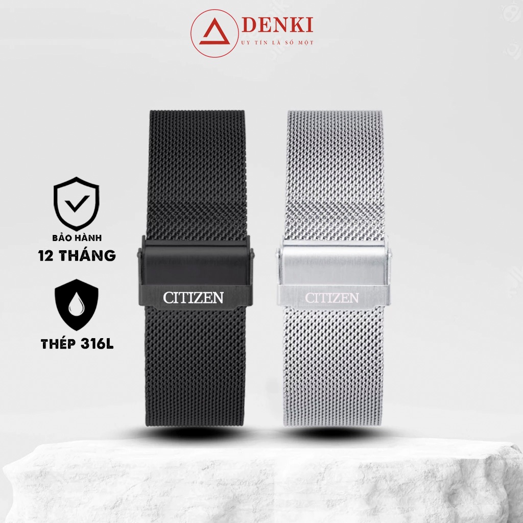 Dây đeo đồng hồ thép lưới  nam nữ citizen màu đen,bạc,vàng