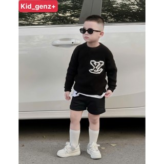  Bộ áo nỉ quần short LV basic cho bé  set áo sweater quần cộc nỉ thu đông bé trai  kid genz 
