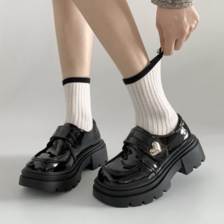 Giày oxford nữ đế cao quai dán phối trái tim tiện lợi đi học phong cách Vintage dành cho nữ GD036