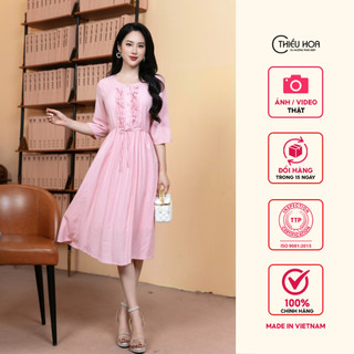 Đầm Trung Niên, thiết kế sang trọng, chất liệu voan cotton mềm mại, mịn mát, Thương hiệu Thiều Hoa H0630