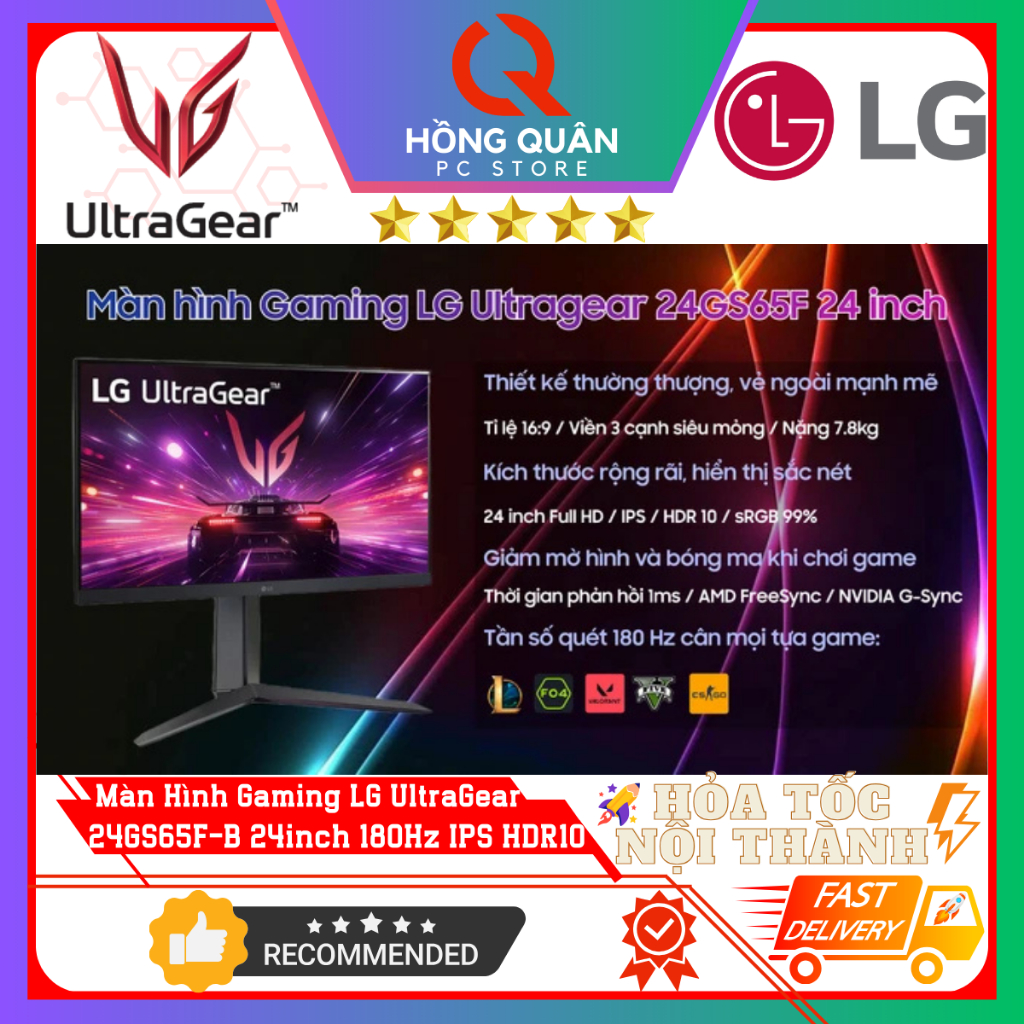 Màn Hình LG UltraGear 24GS65F-B 24inch IPS 180Hz HDR10 1ms GtG FreeSync Chuyên Game New - Hàng Chính Hãng Bảo Hành 2 Năm | BigBuy360 - bigbuy360.vn