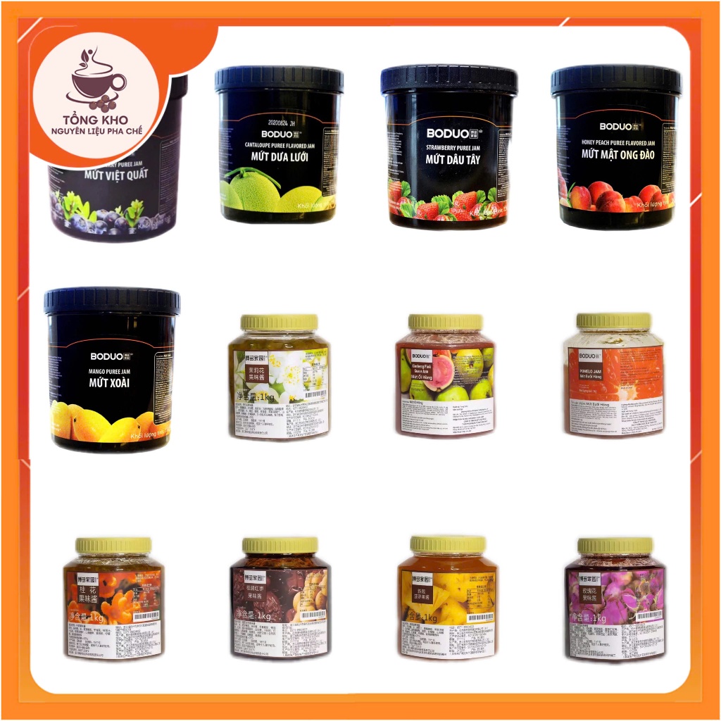 Mứt Sốt (Sauce) BODUO trọng lượng từ 1kg-1,36kg tuỳ vị Đào, Dâu, Xoài, Việt Quất, Chanh Leo, Bưởi Hồ