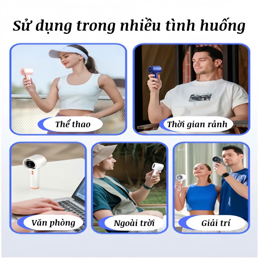 Quạt cầm tay 100 cấp độ gió, Quạt tích điện HSON pin cao 5000 MAH hiển thị đèn led, sử dụng lâu, di động, gió mạnh | BigBuy360 - bigbuy360.vn
