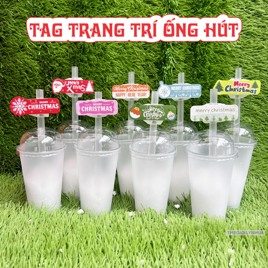 SET 200 Cái Tag trang trí Noel - Happy New Year, tag gài trang trí, tag decor noel, tag gài dùng tất